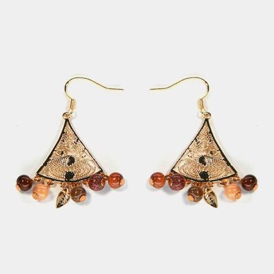 Fatima golden wood oriental earrings