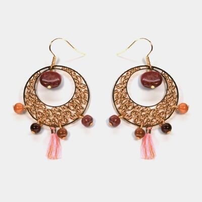 Natacha golden wooden hoop earrings