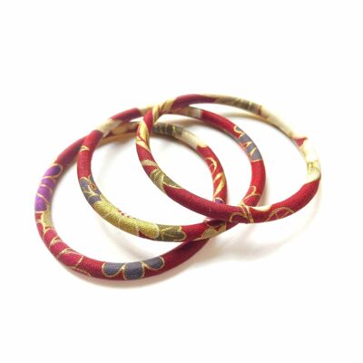 Japanese burgundy red Kiku bangle bracelet
