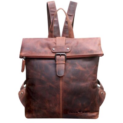 Sandy Small Backpack with Rolltop Girls Leather Backpack Women Modern - Sandel