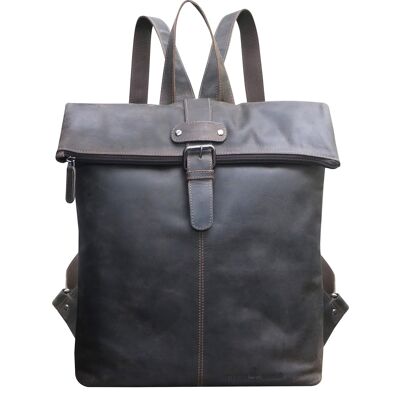 Sandy Leather Backpack Large Women's Laptop Backpack 15.6 Inch Men's Brown