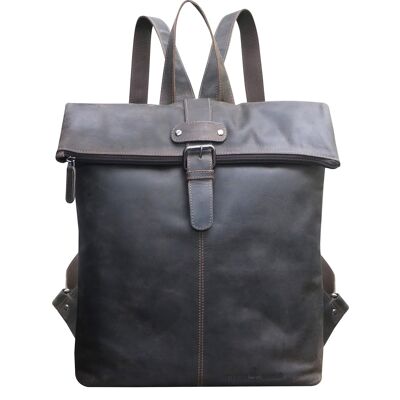 Sandy Leather Backpack Large Femme Sac à dos pour ordinateur portable 15,6 pouces Homme Marron