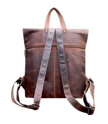 Sandy Leather Backpack Large Femme Sac à dos pour ordinateur portable 15,6 pouces Homme - Kaki 2