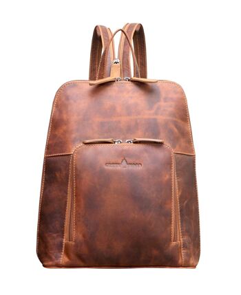 Anja Sac à dos pour femme en cuir Small City Backpack Girls Modern - Camel 6