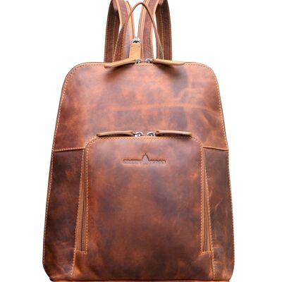 Anja Women's Backpack Leather Small City Backpack Girls Modern - Camel