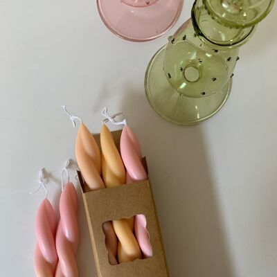 Bio Soja Pink & Orange Ombré Twist Tapered Candles (6er-Box)