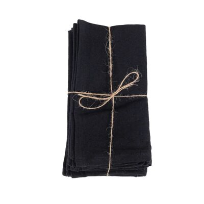 Serviette en Lin - Noir - Lot de 4