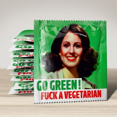 Condón: ¡Vuélvete verde! A la mierda un vegetariano (Imagen)
