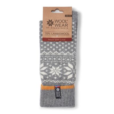 THE LAMBSWOOL Chaussettes en Laine Norvégienne - Gris