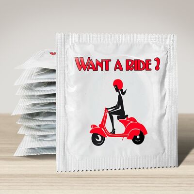 Kondom: Willst du eine Fahrt? Rote Vespa