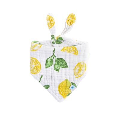 LU - Bavoir bandana réversible en mousseline de coton - Lemon Drop