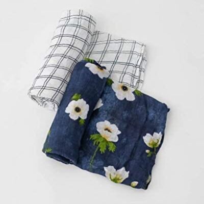 LU - Deluxe Muslin Swaddle 2 Pack-White Anemone
