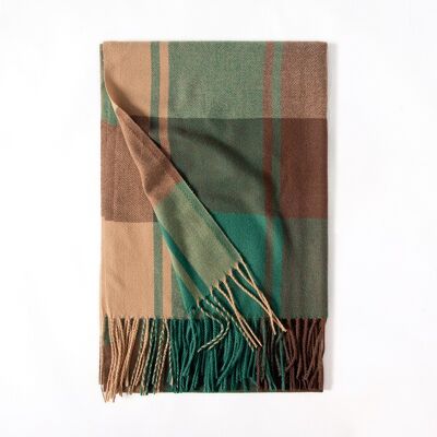 Soft Warm Fringed Plaid Scarf