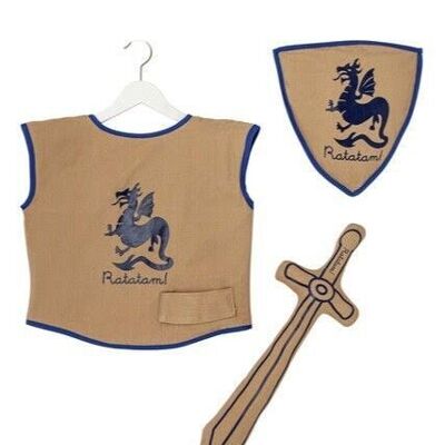 Costume kit knight beige and royal blue in cotton