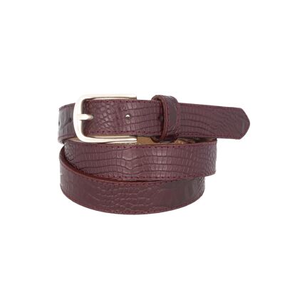 Belt Woman Leather Cocco Opaco Bordeaux