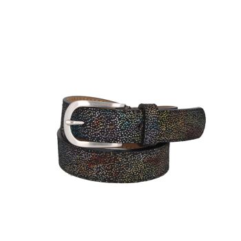 Ceinture Femme Cuir Glitter Multi-seta Noir 1