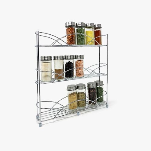 Free Standing Spice Rack with Jars - Silver
