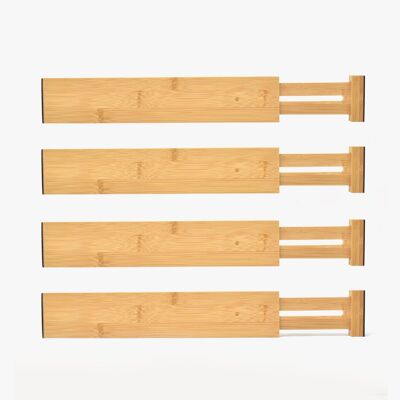 4 erweiterbare Schubladenteiler aus Bambus