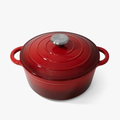 Cast Iron Casserole with Lid - Red