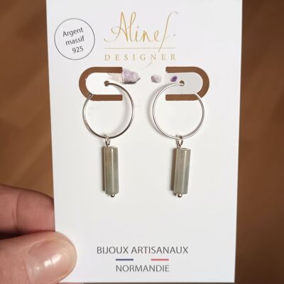 Aros Pequeños Aros Finos En Plata Y Piedra Ágata Natural, Litoterapia