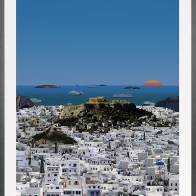 Athens as an island - A3 (42 x 29,7 cm) - N° ../20, Black brushed aluminium