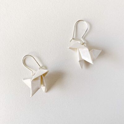 .Paper Bird Earrings. - White