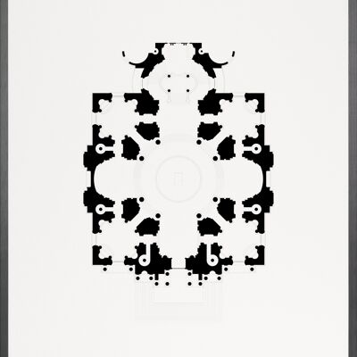 Dôme des Invalides (plan) - A2 (42 x 59,4 cm) - N° ../24, Black brushed aluminium
