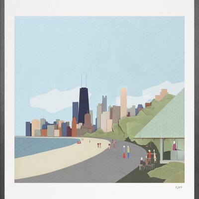 Chicago kiosk II - A2 (42 x 59,4 cm) - N° ../24, Natural oak