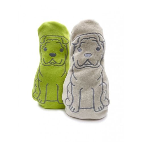 Doudou Bouillotte Chien Vert