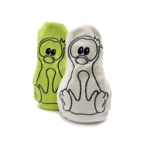 Doudou Bouillotte Pingouin Vert