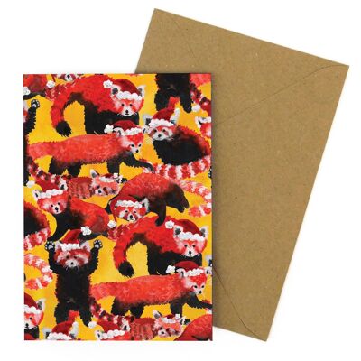 Pack Of Red Pandas Christmas Greeting Card