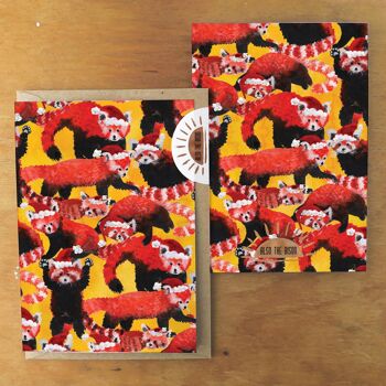 Pack de pandas rouges Carte de vœux de Noël 3