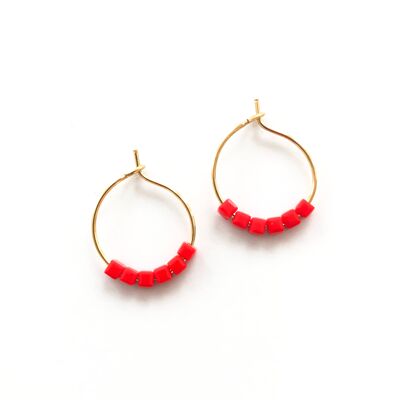 Boucles d'oreille Simply Square rouge