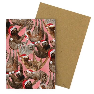 Sleuth Of Christmas Sloths Greeting Card