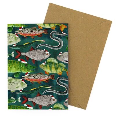Cartolina d'auguri di pesce d'acqua dolce di Natale Flumens