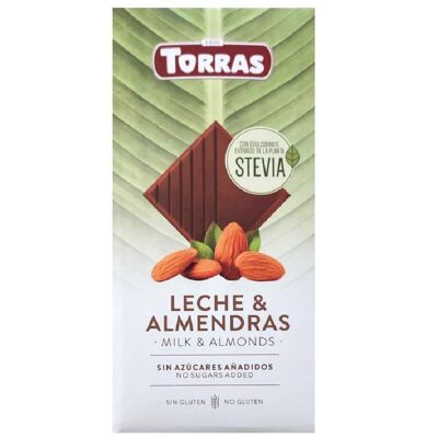 TORRAS, Barretta di cioccolato al latte e stevia alla mandorla