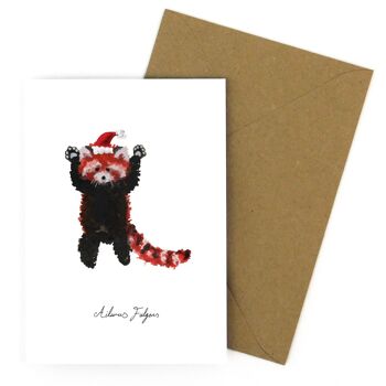 Panda rouge debout de Noël Carte de vœux 1