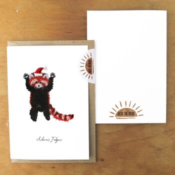 Panda rouge debout de Noël Carte de vœux 2