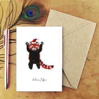 Panda rouge debout de Noël Carte de vœux 4