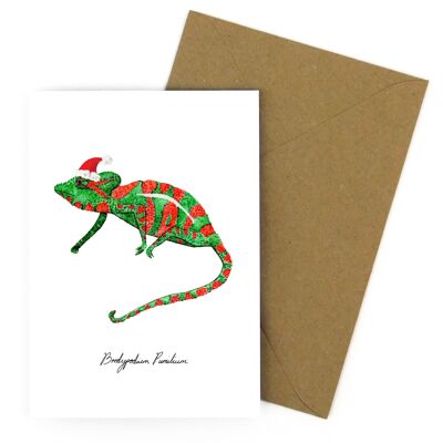 Cartolina d'auguri di Natale camaleonte nano