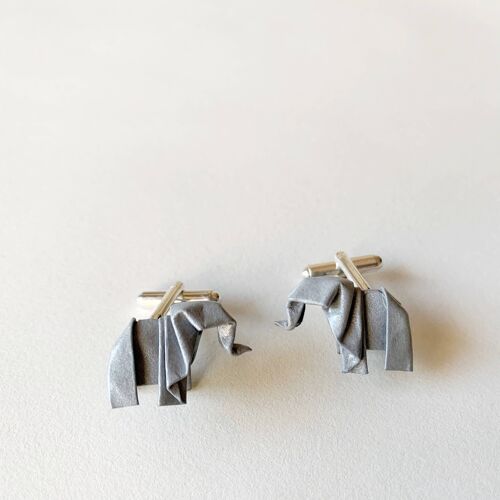 .Elephant Cufflinks. - Light Grey