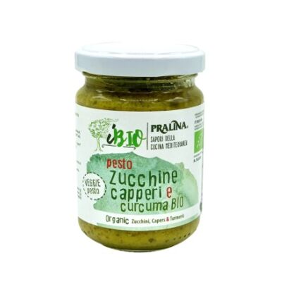 Bio-Zucchini, Kapern und Kurkuma-Pesto