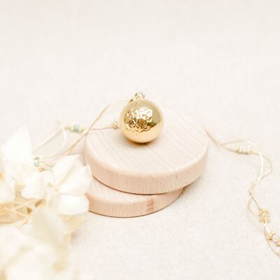 TREE OF LIFE pregnancy bola - Yellow gold on a natural stone cord