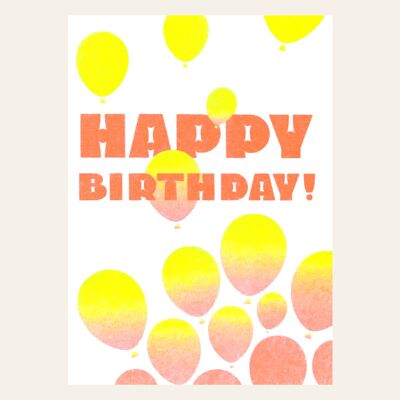 Carte postale risographique – Ballon joyeux – DIN A6
