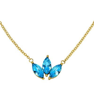 Lotus Halskette | 18K vergoldet Gold Aquamarineblau