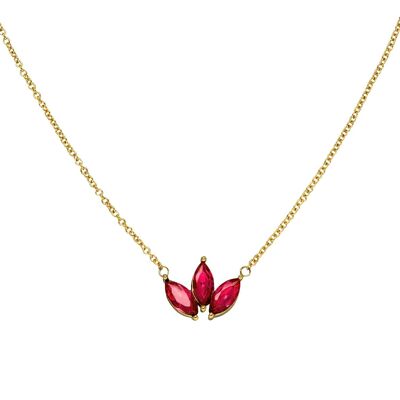 Lotus Halskette | 18K vergoldet Gold Rubyrot