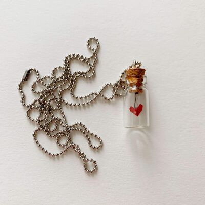 .Heart Bottle Necklace. - Silverish