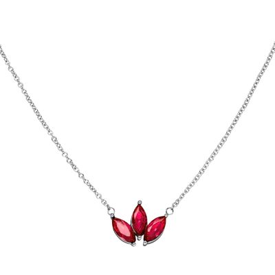 Lotus Halskette | 18K vergoldet Silber Rubyrot