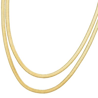 Double Snake Skin Kette | 14K vergoldet