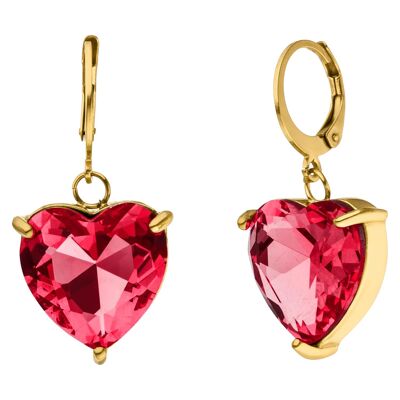 Crystal Heart Ohrringe | 18K vergoldet Gold Rubyrot